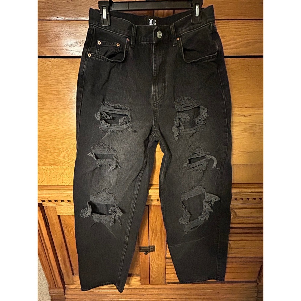BDG Urban Outfitters Y2K Skater Grunge High-Rise Baggy Distressed Black Jeans